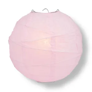 12" Pink Round Paper Lantern, Crisscross Ribbing, Chinese Hanging Wedding & Party Decoration