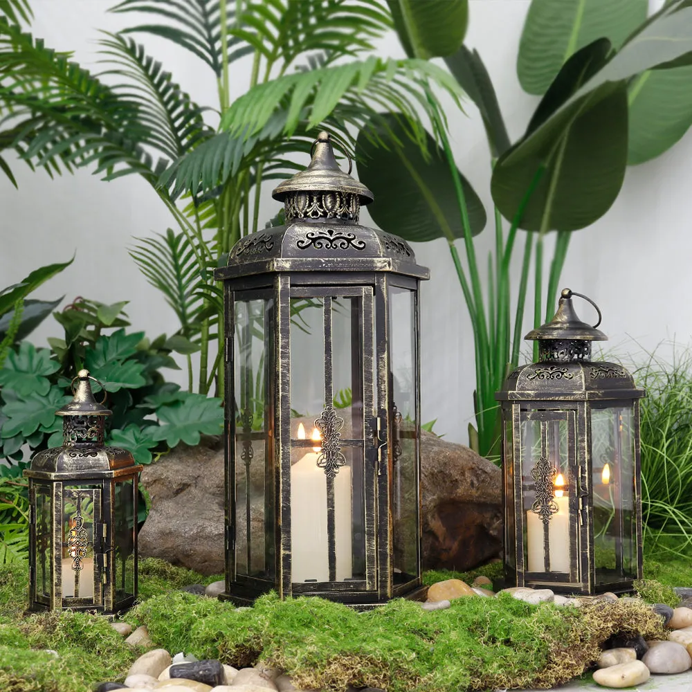 20.5''&14"&10" H Set of 3 Outdoor Candle Lanterns