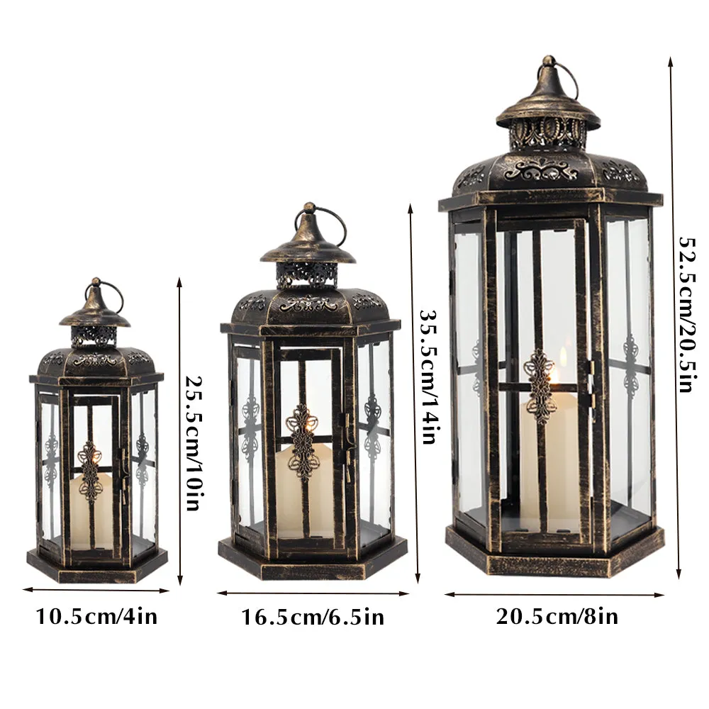 20.5''&14"&10" H Set of 3 Outdoor Candle Lanterns