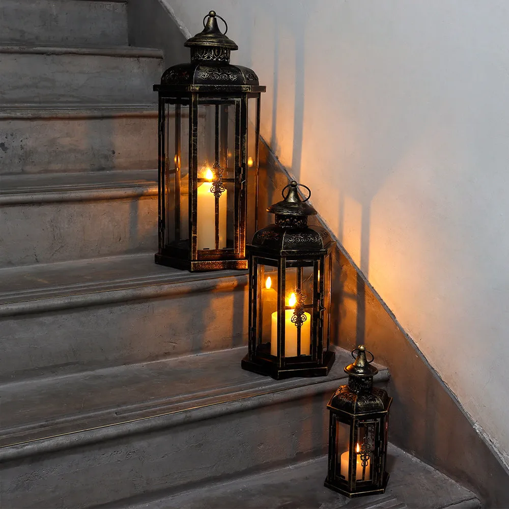 20.5''&14"&10" H Set of 3 Outdoor Candle Lanterns