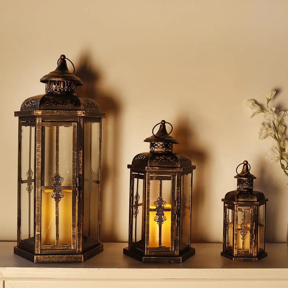 20.5''&14"&10" H Set of 3 Outdoor Candle Lanterns