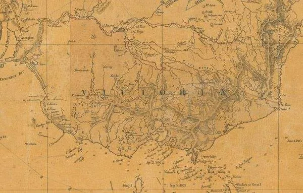 Australia-The Routes of the Explorers 1859 Historical Map