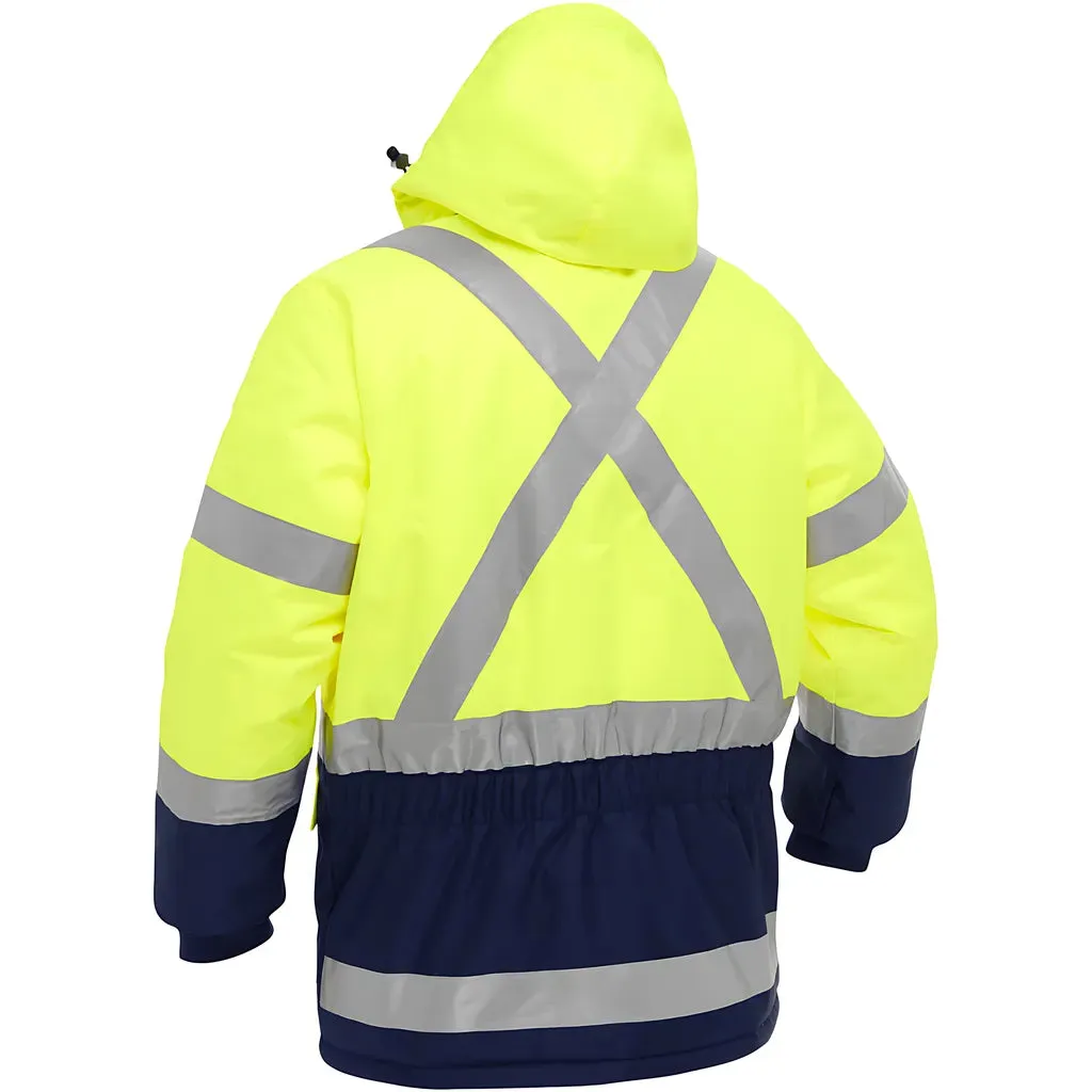 Bisley 343M6450X-YLNV/L ANSI Type R Class 3 and CSA Z96 Class 2 X-Back Extreme Cold Jacket with Navy Bottom