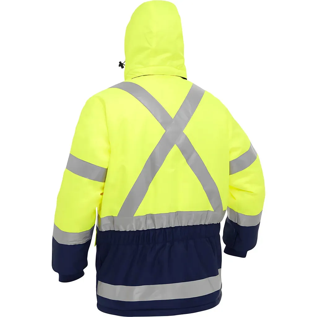 Bisley 343M6450X-YLNV/L ANSI Type R Class 3 and CSA Z96 Class 2 X-Back Extreme Cold Jacket with Navy Bottom