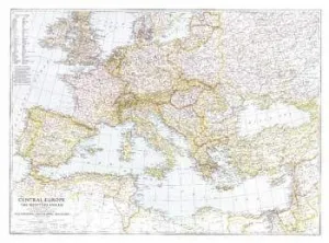 Central Europe and the Mediterranean (1939) Vintage Map by National Geographic