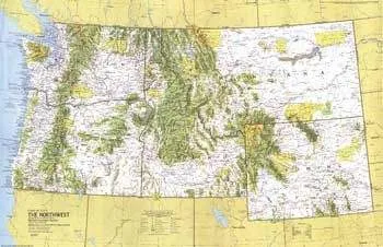 Close-up USA, Northwest (1973) Vintage Map by National Geographic