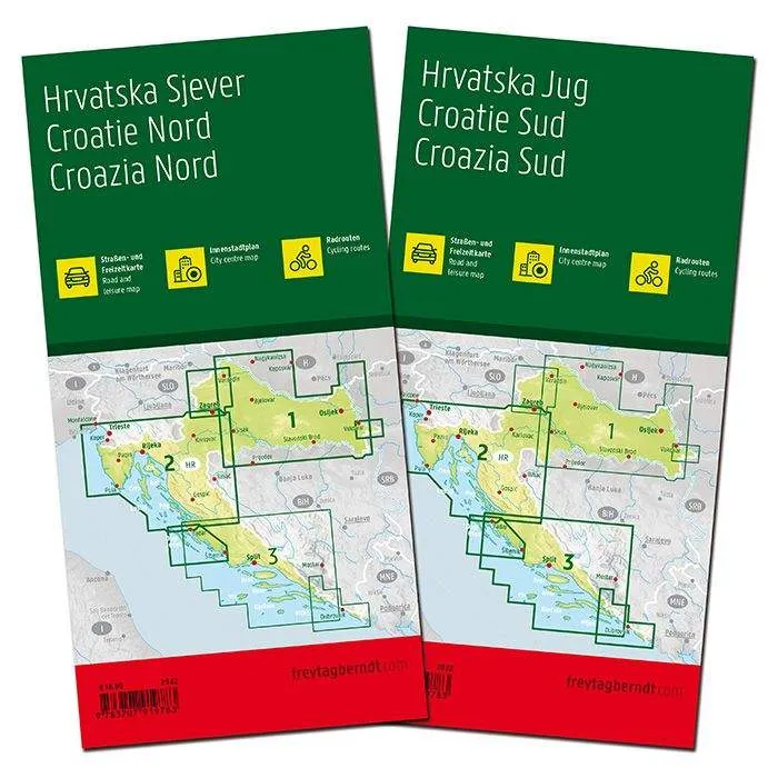 Croatia Road Map: North & South 2 Map Set by Freytag & Berndt (2022)