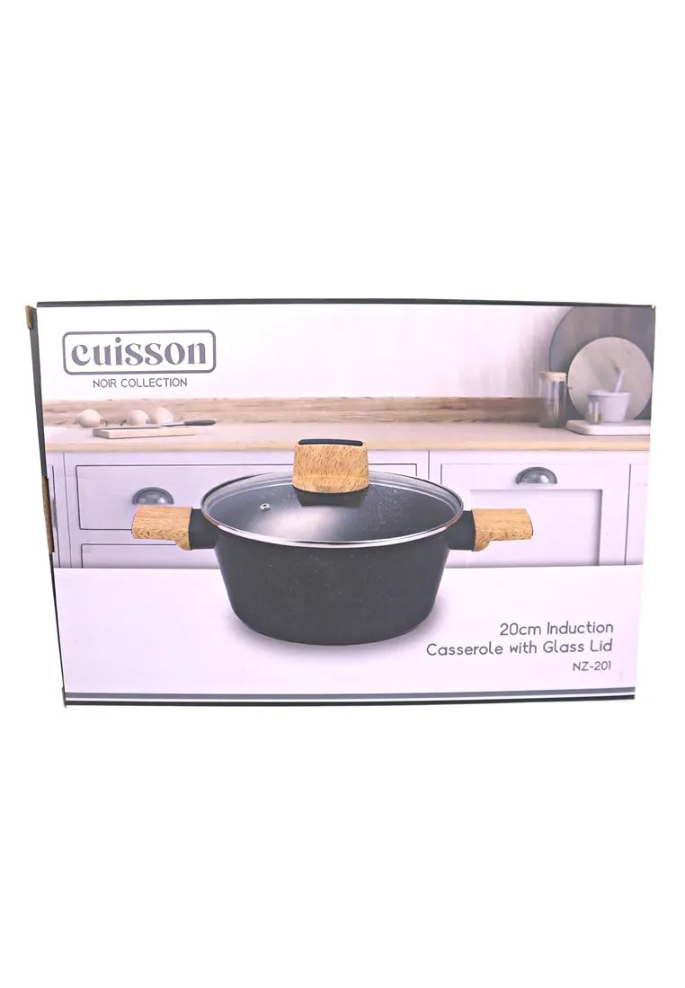 Cuisson Noir Collection Black Casserole with Glass Lid