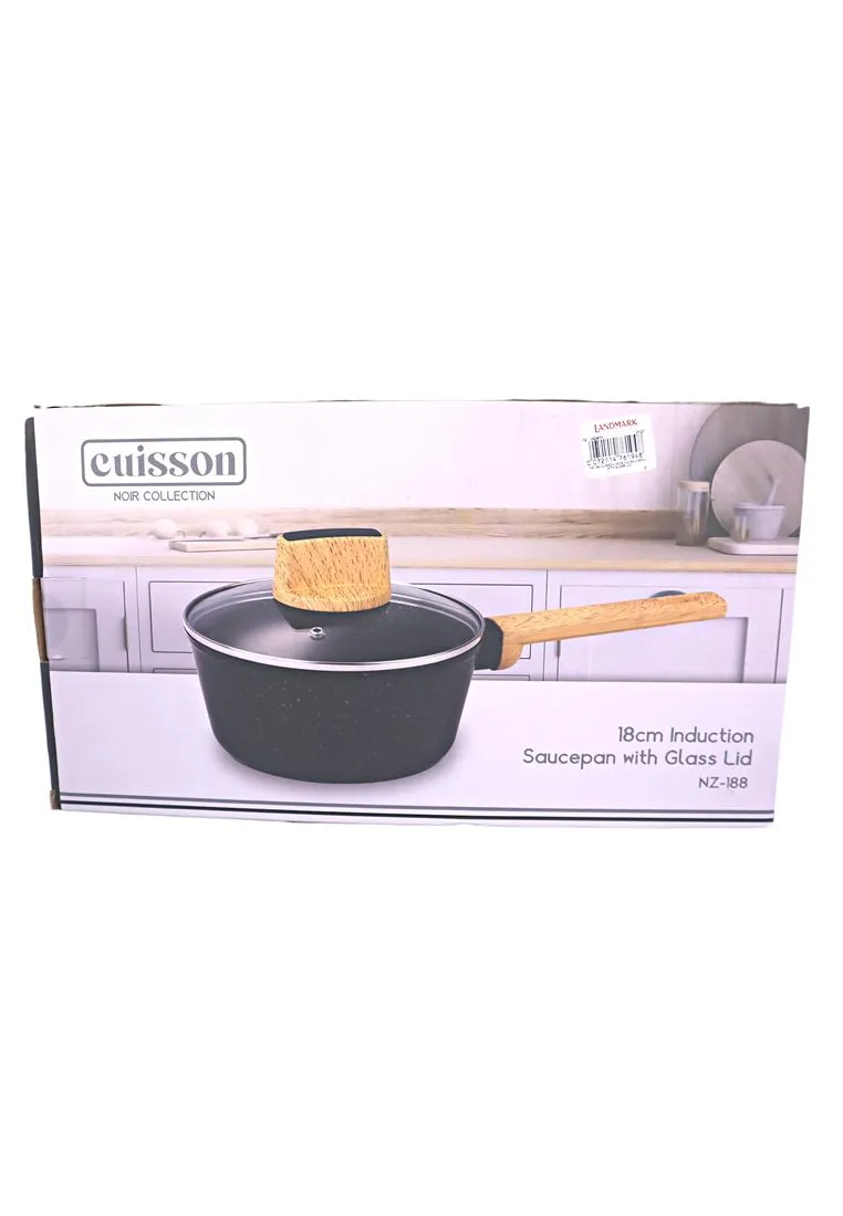 Cuisson Noir Collection Black Saucepan 18cm with Glass Lid