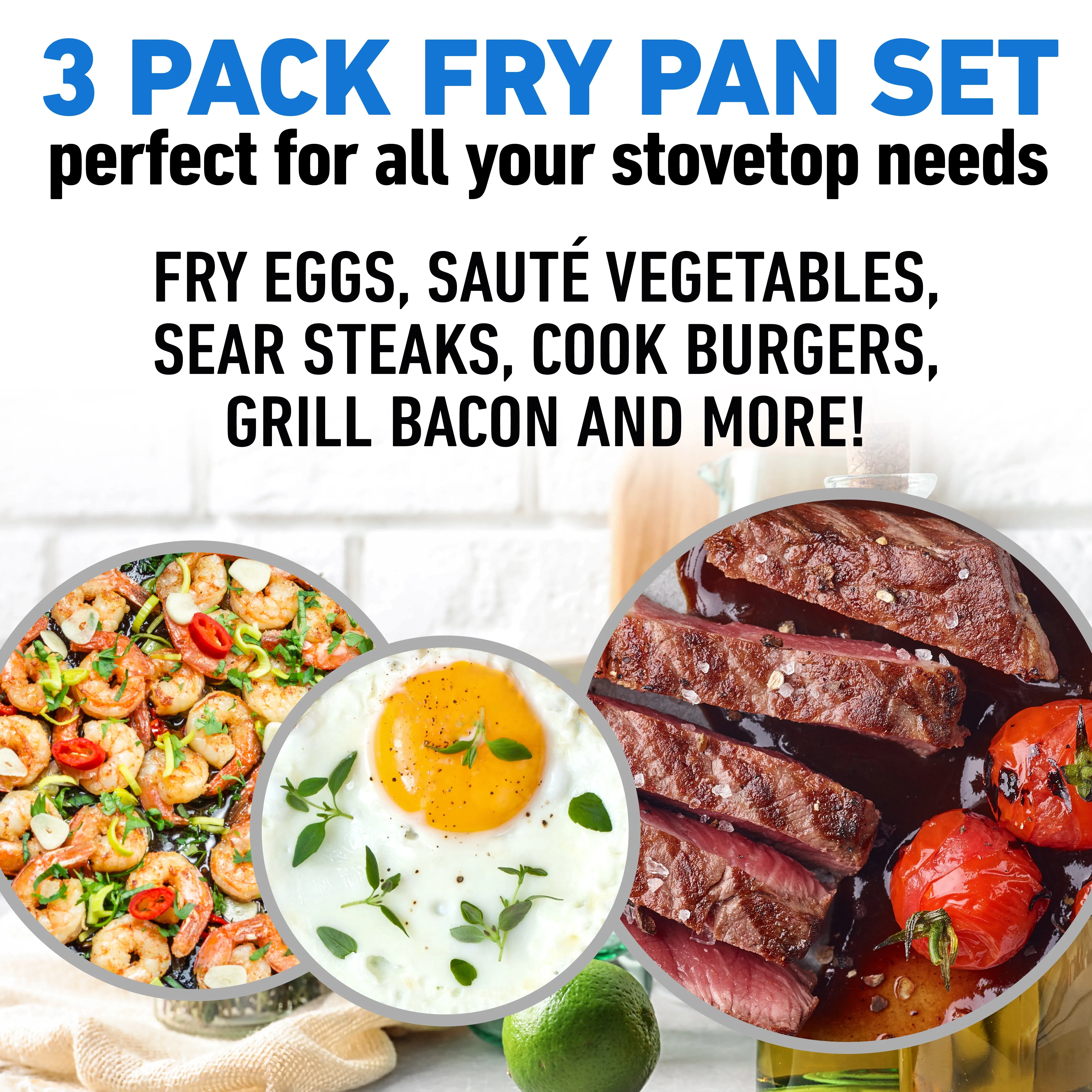 Easy Grip 3 Pack Skillet Set - Induction Capable