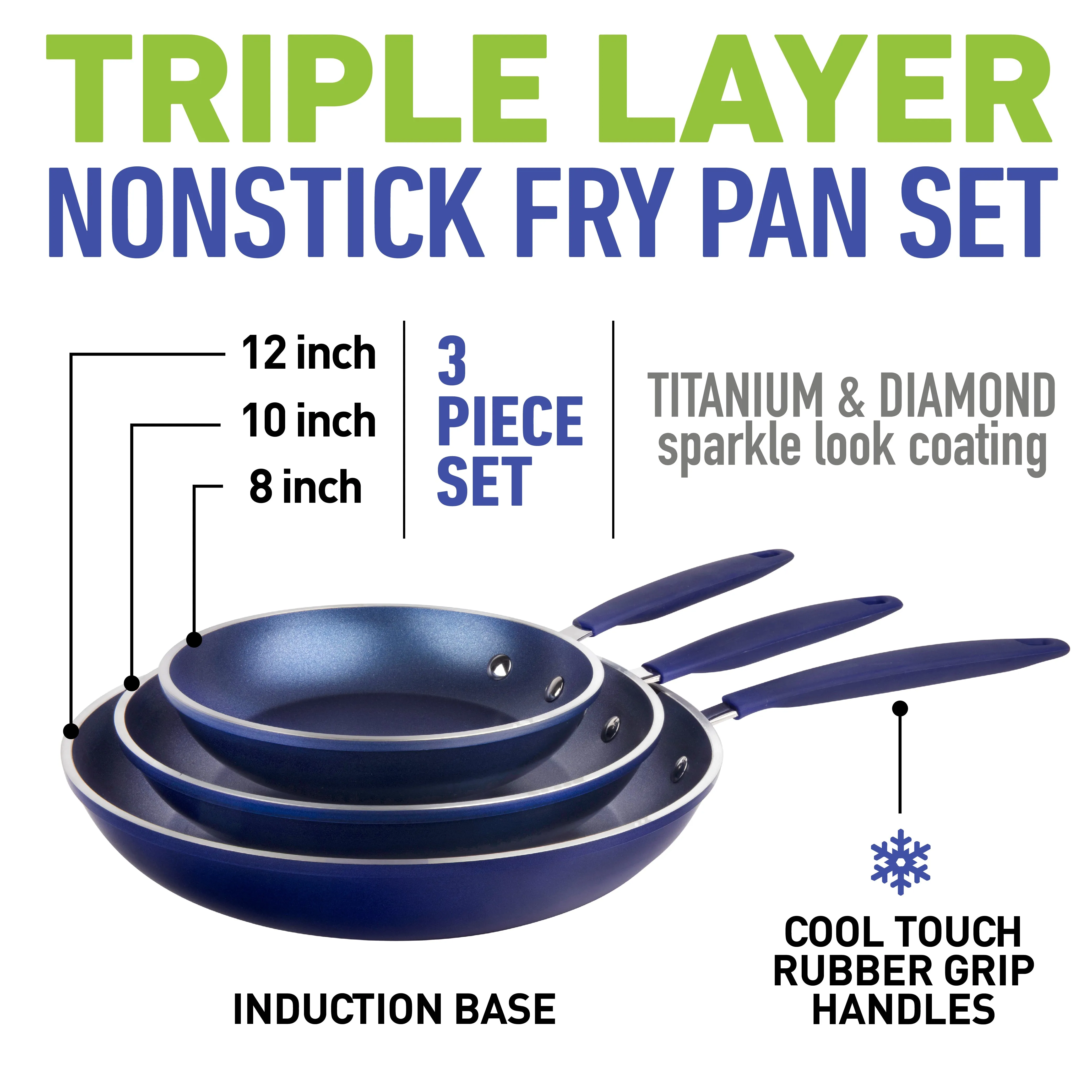 Easy Grip 3 Pack Skillet Set - Induction Capable