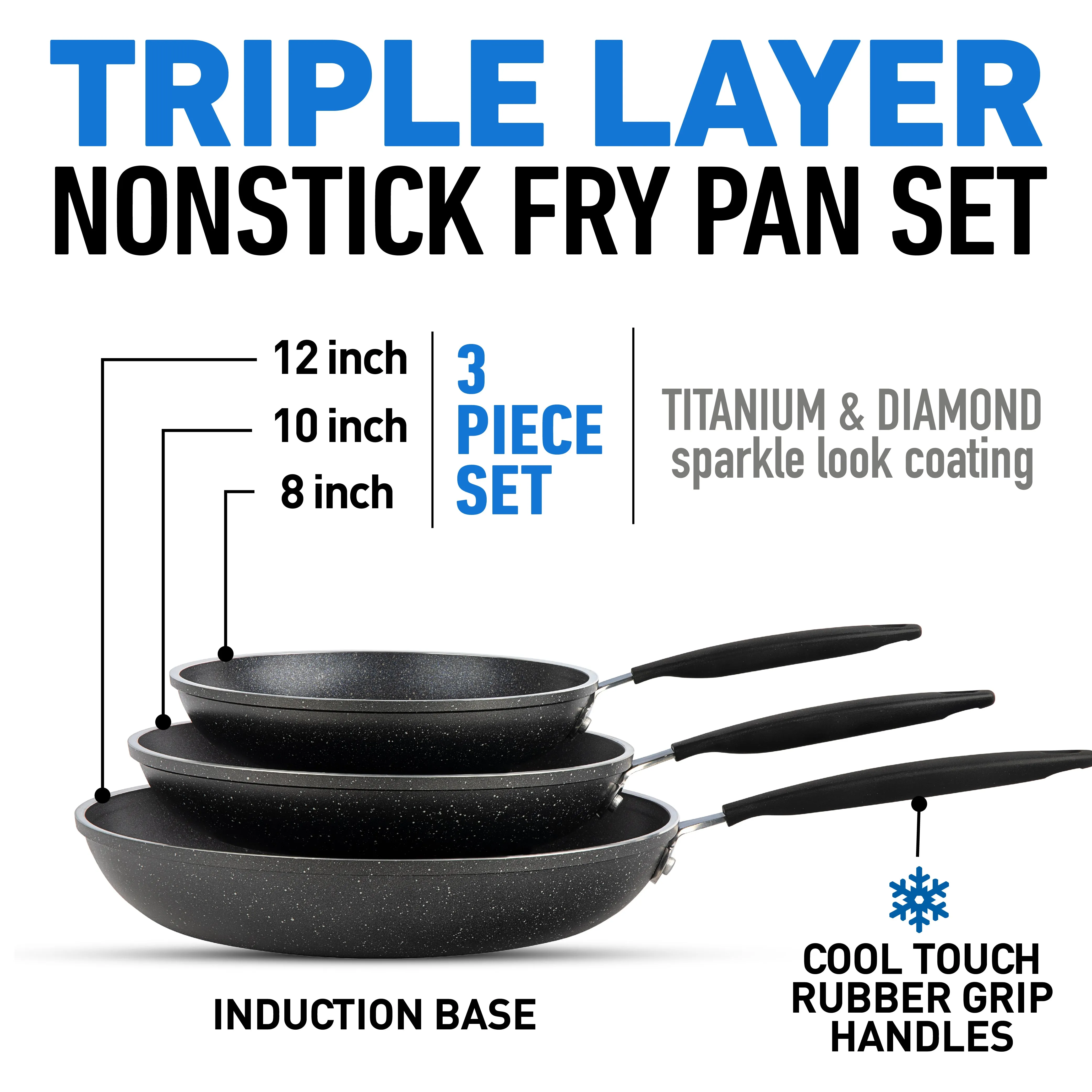 Easy Grip 3 Pack Skillet Set - Induction Capable