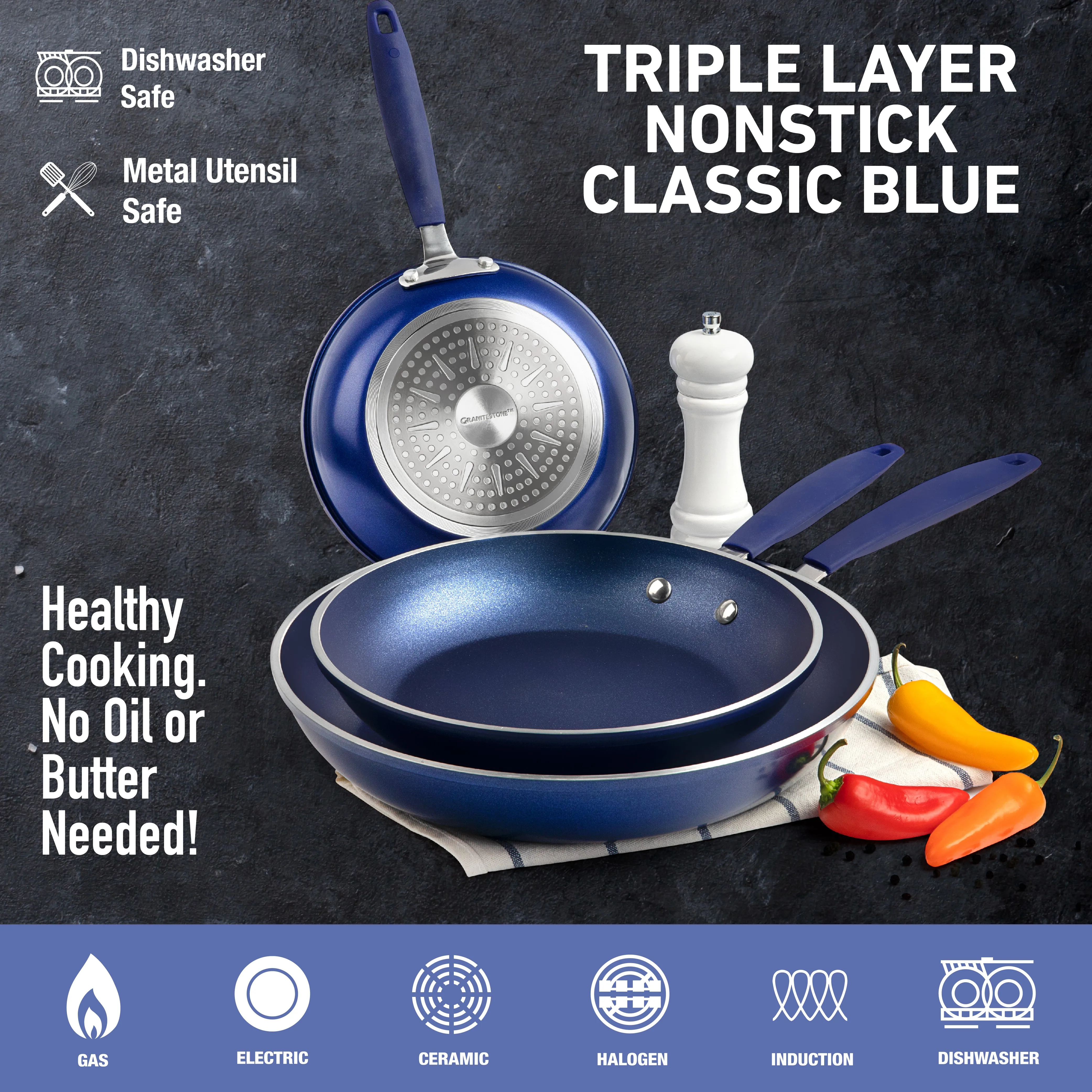 Easy Grip 3 Pack Skillet Set - Induction Capable