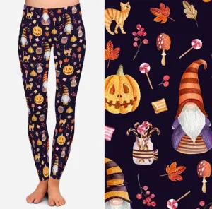 Fall gnome leggings w/pockets.