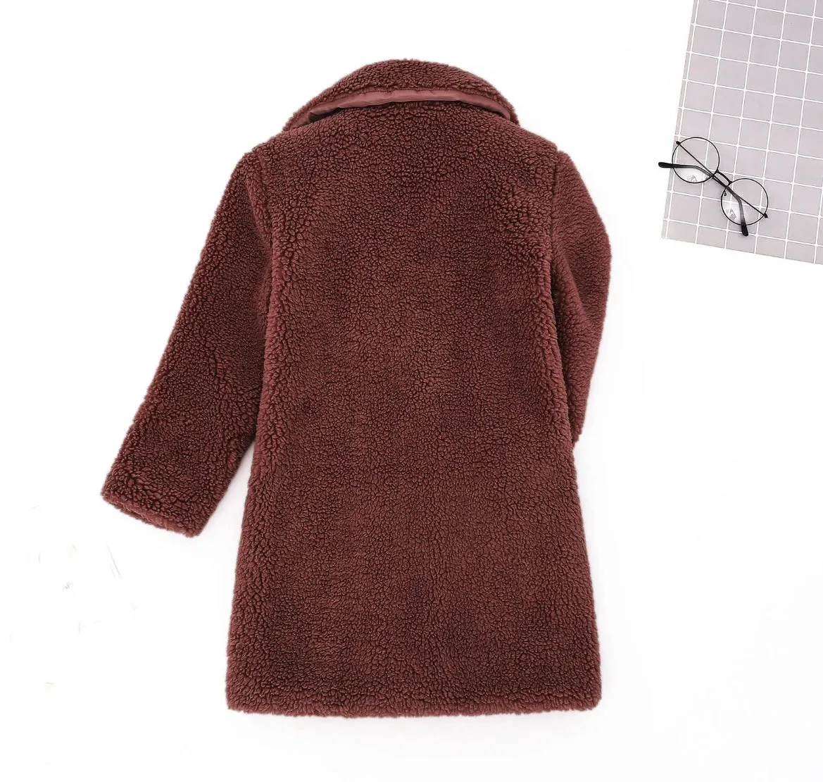 Girls Sherpa Coat - Chocolate