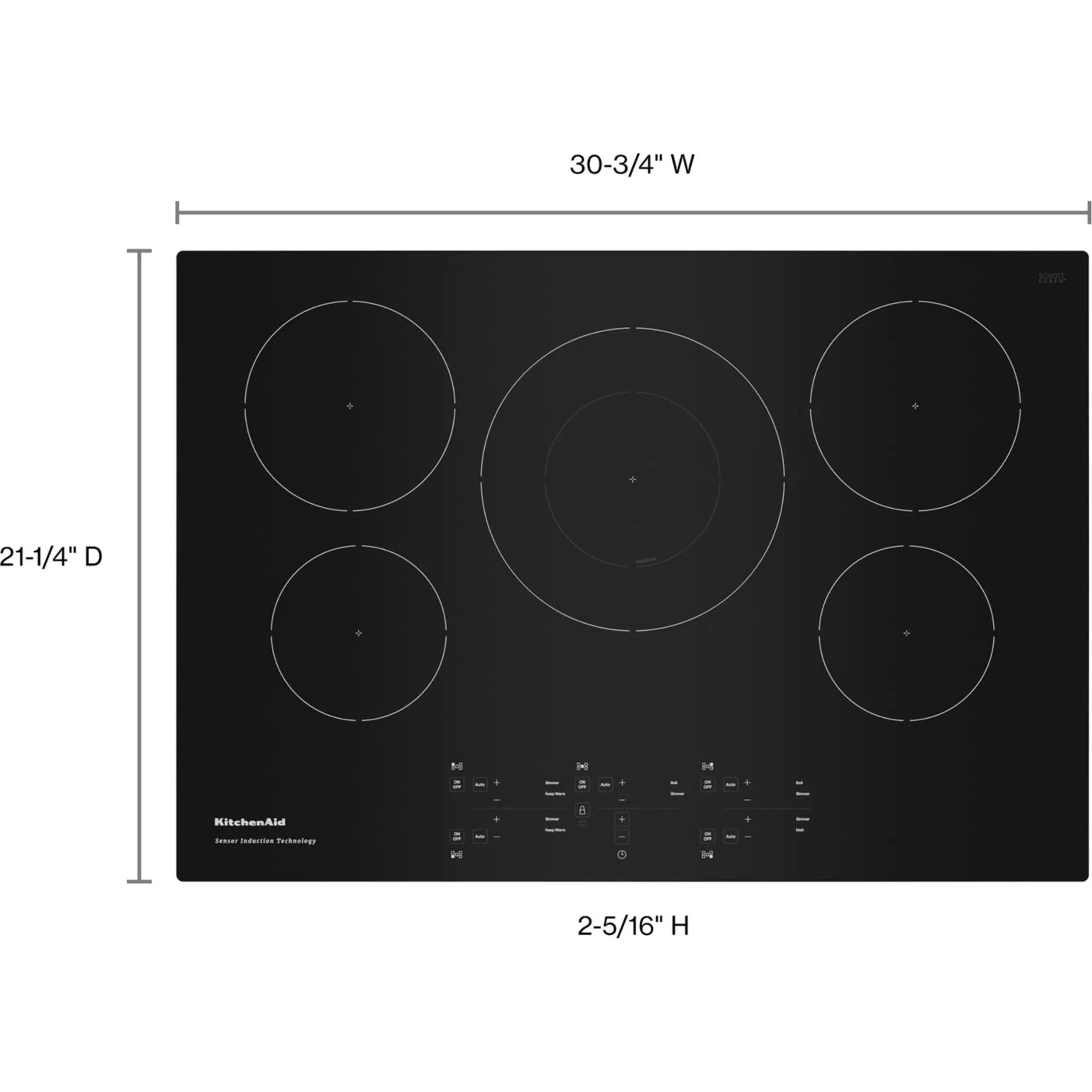 KitchenAid  30" 5-Element Sensor Induction Cooktop (KCIG550JBL)