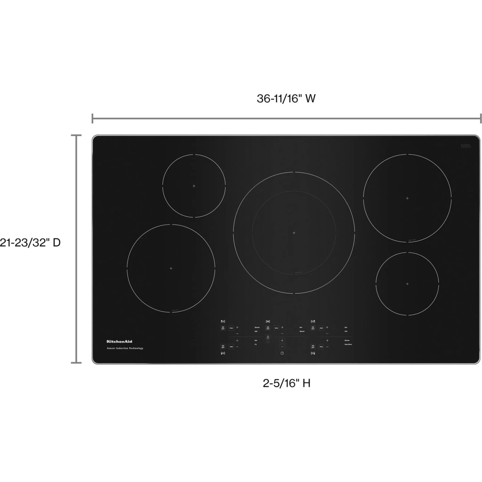 KitchenAid  36" 5-Element Sensor Induction Cooktop (KCIG556JSS)