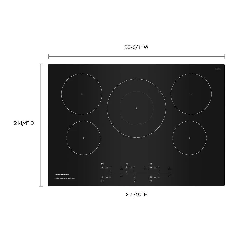 Kitchenaid KCIG550JBL 30-Inch 5-Element Sensor Induction Cooktop