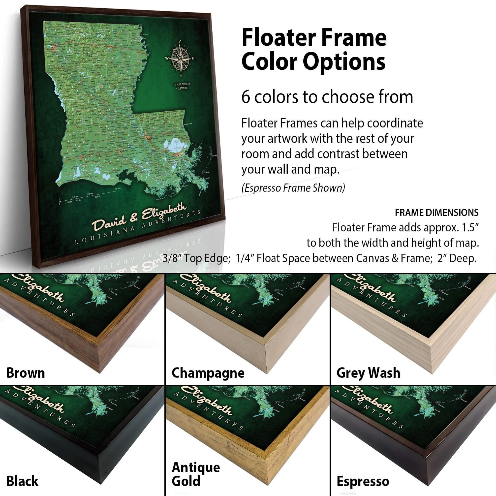 Louisiana Push Pin Terrain Map