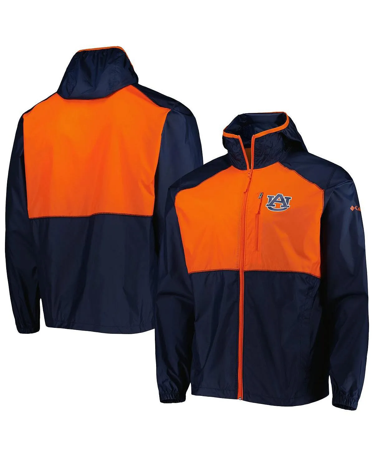 Men's Auburn Tigers Flash Forward Full Zip Navy Windbreaker Columbia Blue