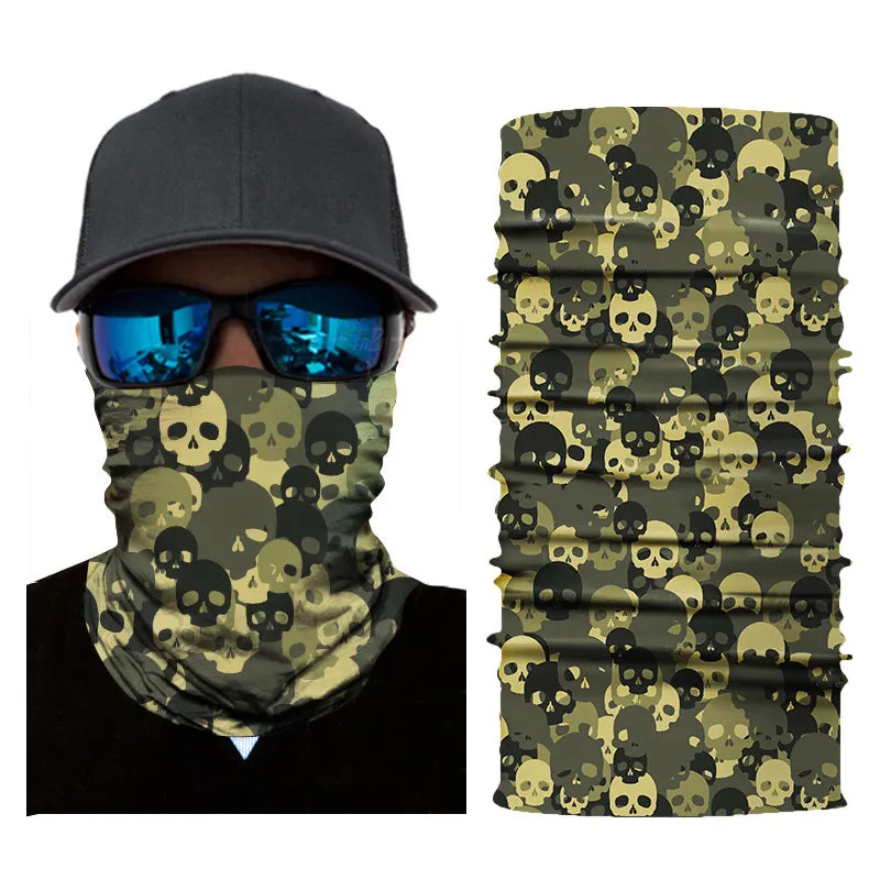 Outdoor Cycling Mask Sports Sun Protection Digital Camouflage Printing Skull Magic Headband