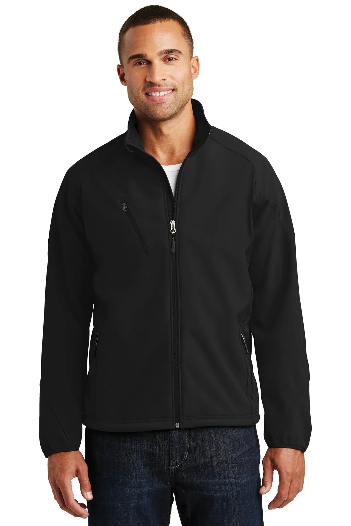 Port Authority Tall Textured Custom Soft Shell Jackets, Black