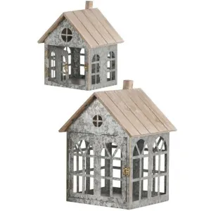 Regency International Metal and Wood Home Lantern 8.75-12.5", Set of 2