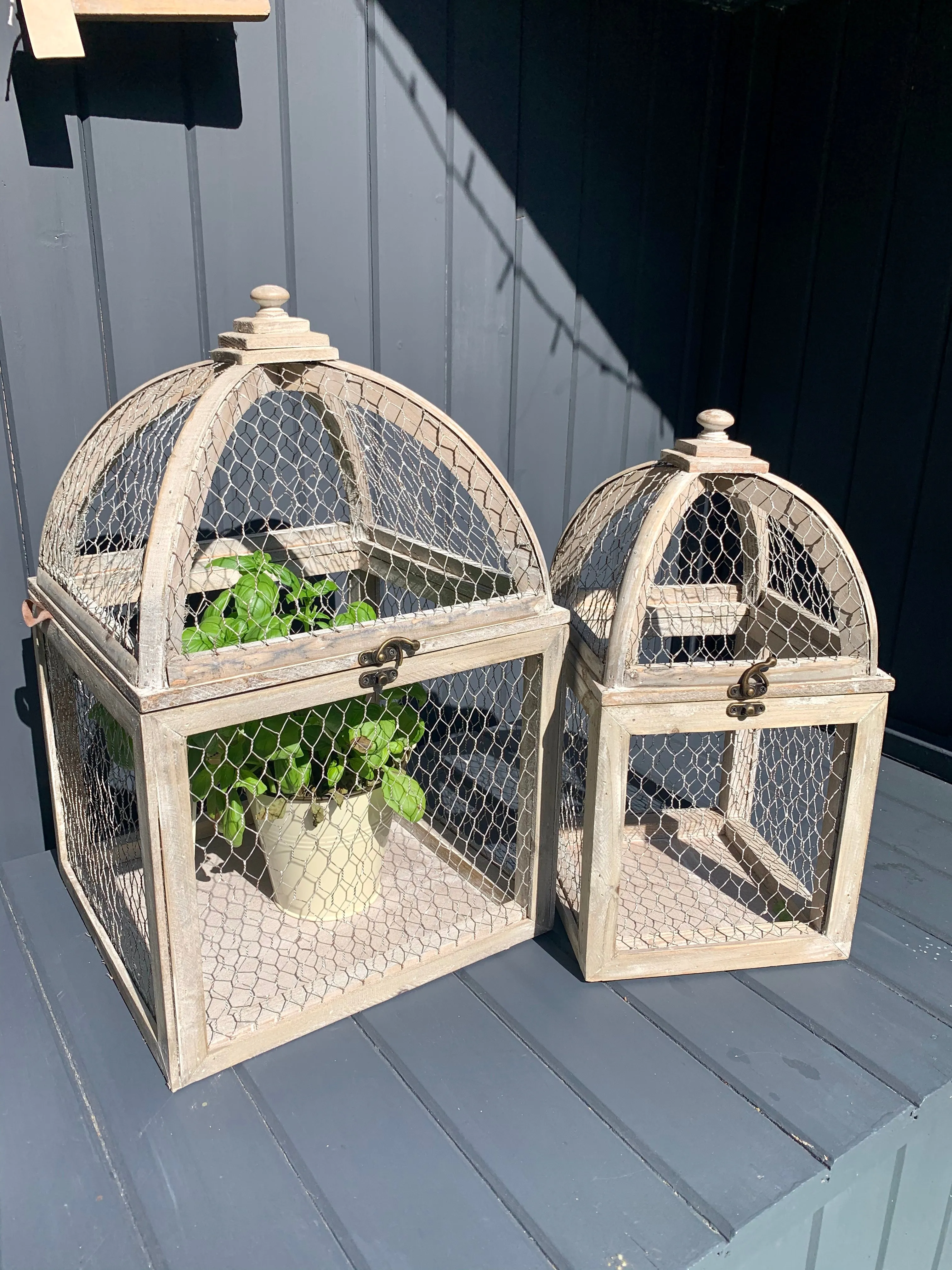 Set Of Two Chicken Wire Cage Lanterns