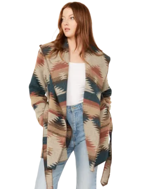 Sidran Women's Southwestern Print Hooded Wrap Jacket