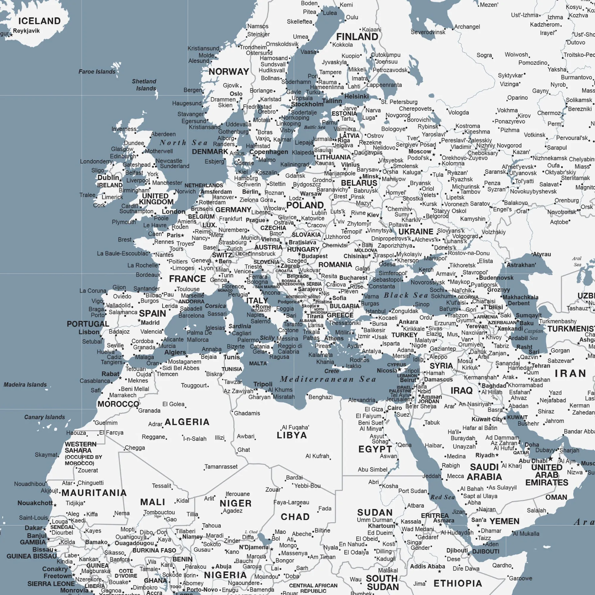 Slate Push Pin Travel Map of the World