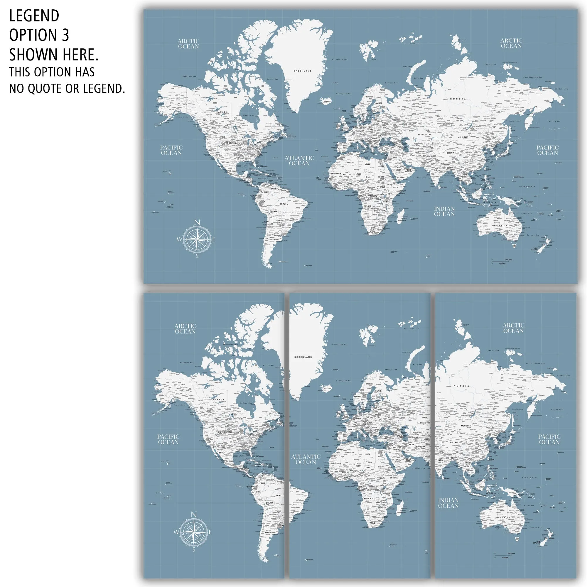 Slate Push Pin Travel Map of the World