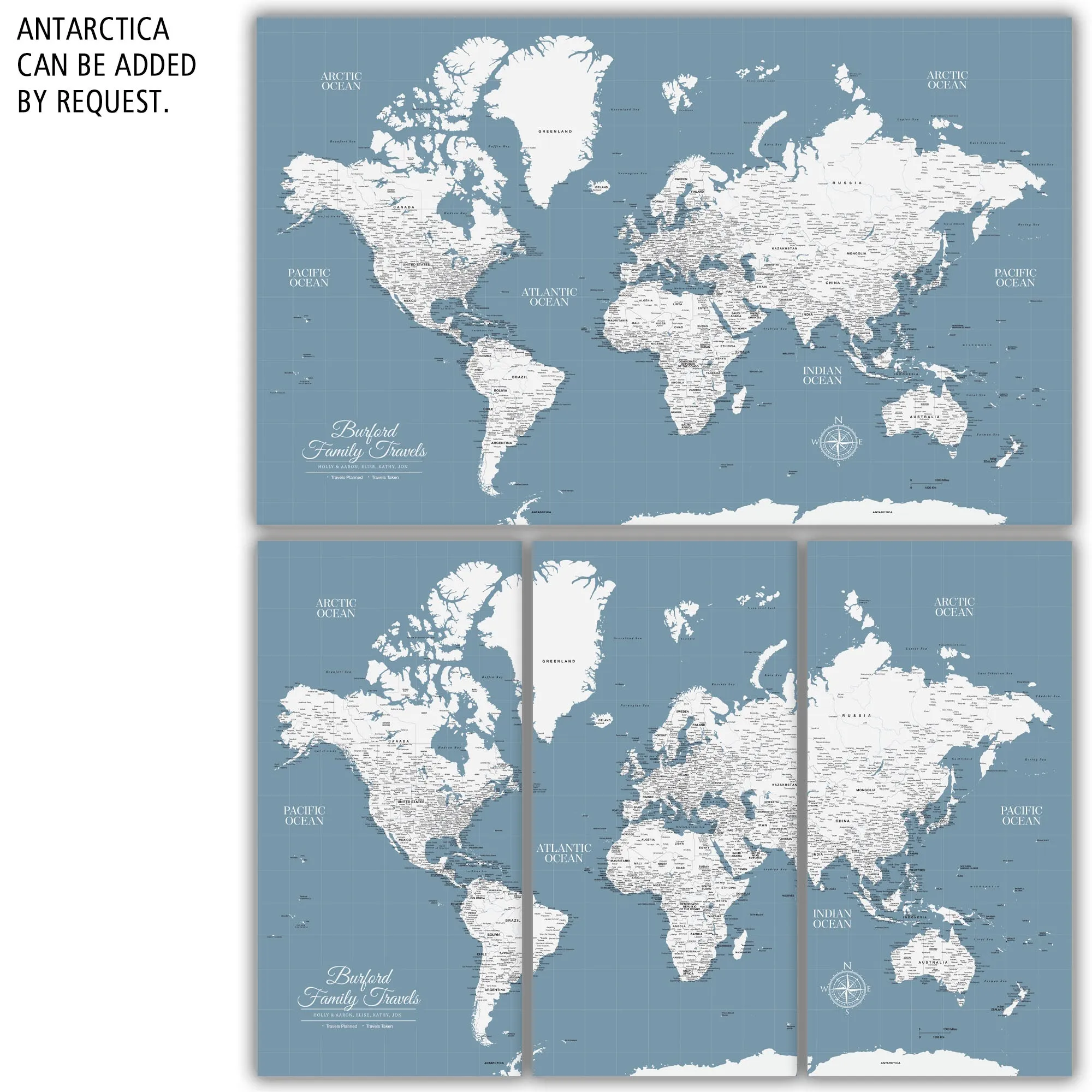 Slate Push Pin Travel Map of the World