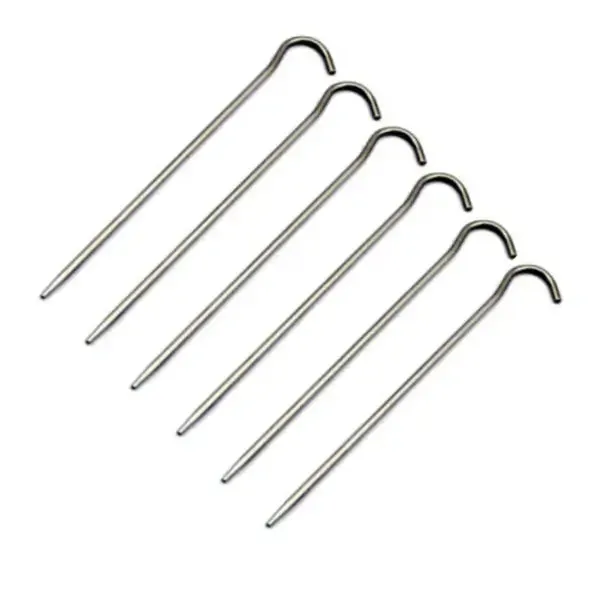 Titanium Hook Peg Tent Stake, 6 pack